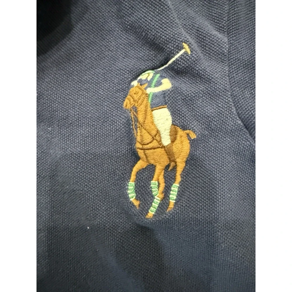 Polo By Ralph Lauren Big Pony Flesh Polo Shirt Kids Size 5 Blue Logo Embroidered
